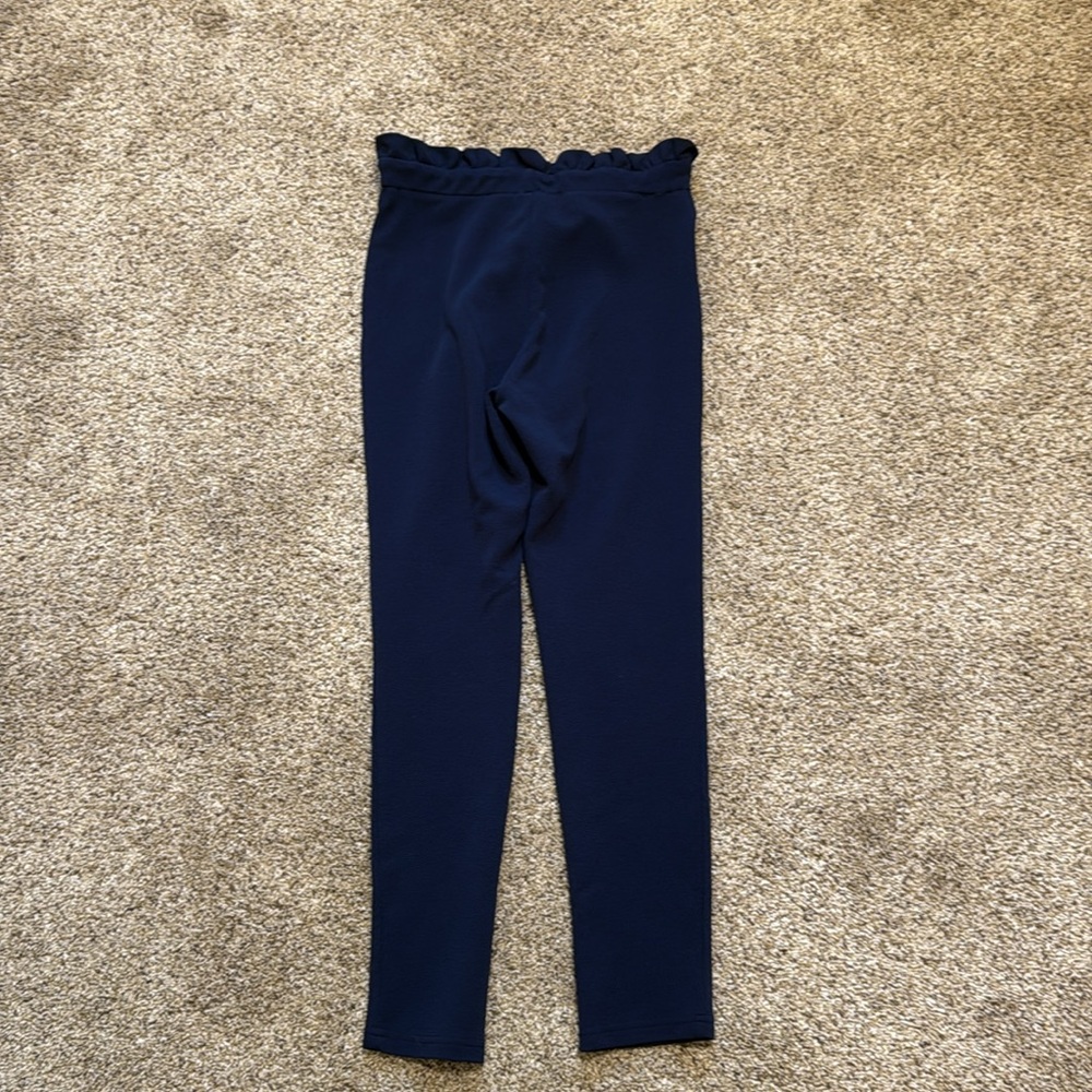 Navy Ruffled Dress Pants - Picture 2 of 3